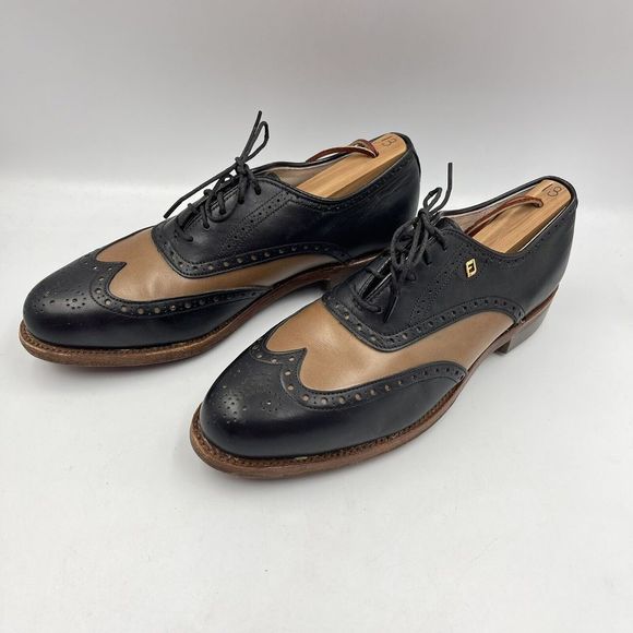 Vintage Footjoy Classics Women 8.5 B Leather Wingtip Golf Shoes Made USA - Picture 11 of 16
